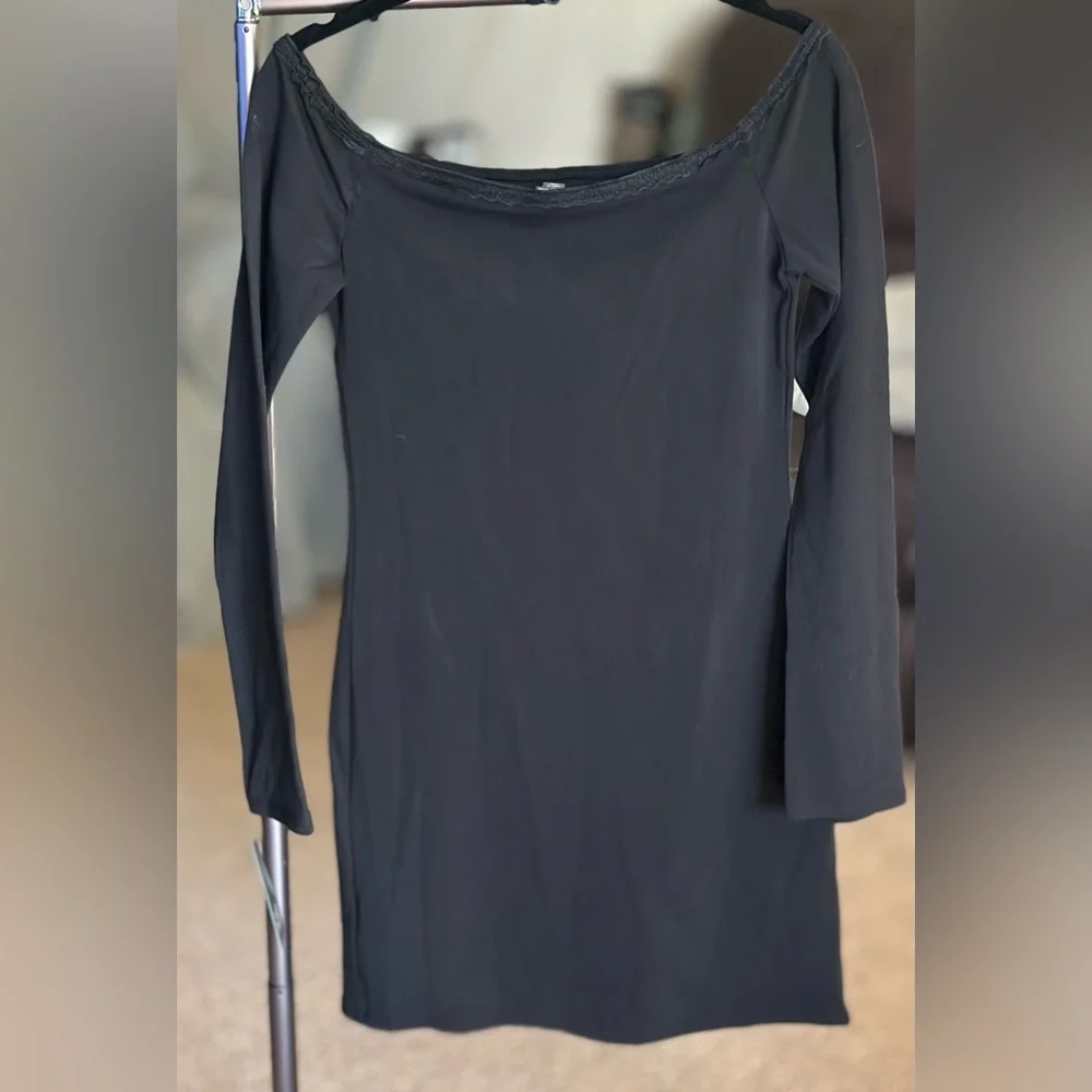 Wild Fable Black Off-Shoulder Long Sleeve Dress - Picture 2 of 4